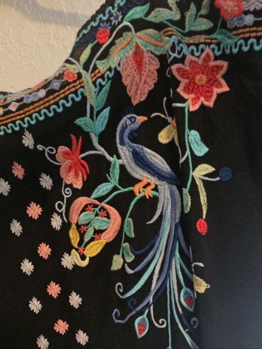 Johnny Was Embroidered Peacock Tunic Top | XL | Boho Festival Cottagecore - Picture 2 of 5